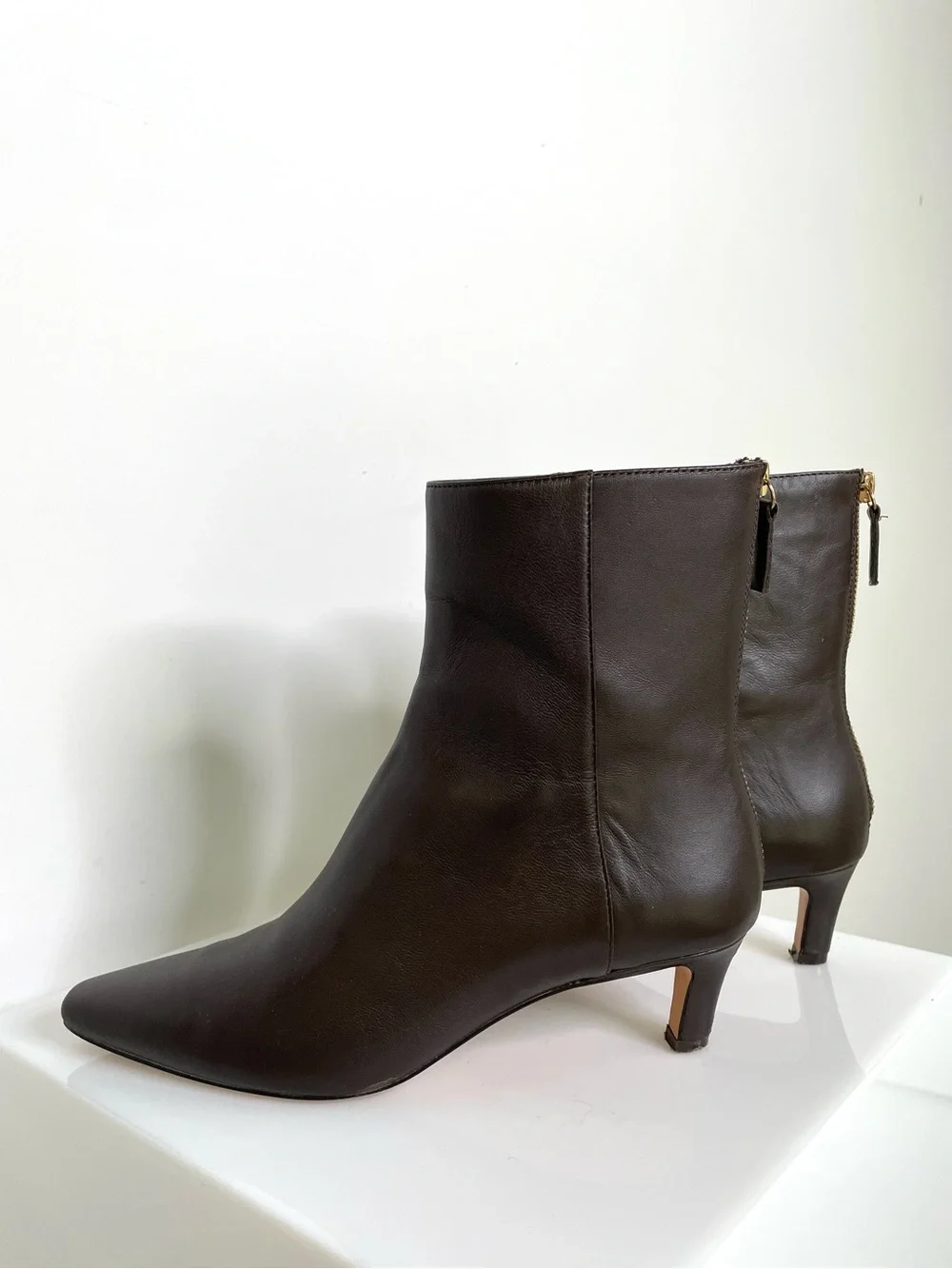 Shoes | Kitten Heel Boots | J. Crew Dark Brown Classic Pointed Toe | Minimalist